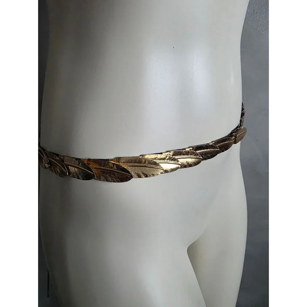 Vintage Belt Gold Feather Scales Elastic 34'-52'